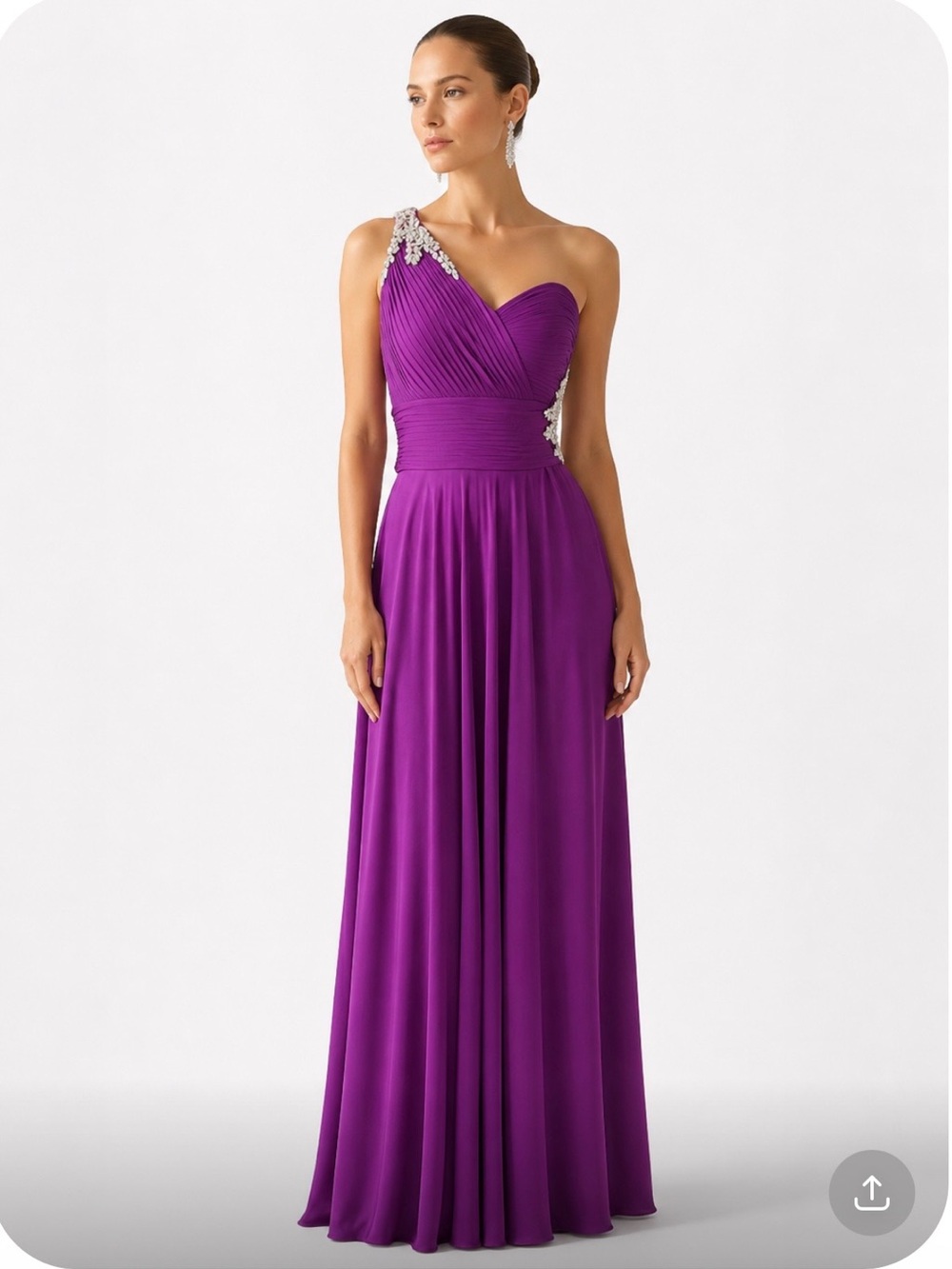 XSCAPE One-Shoulder Purple Evening Gown Size 8